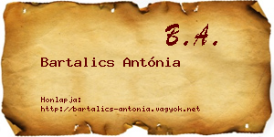 Bartalics Antónia névjegykártya